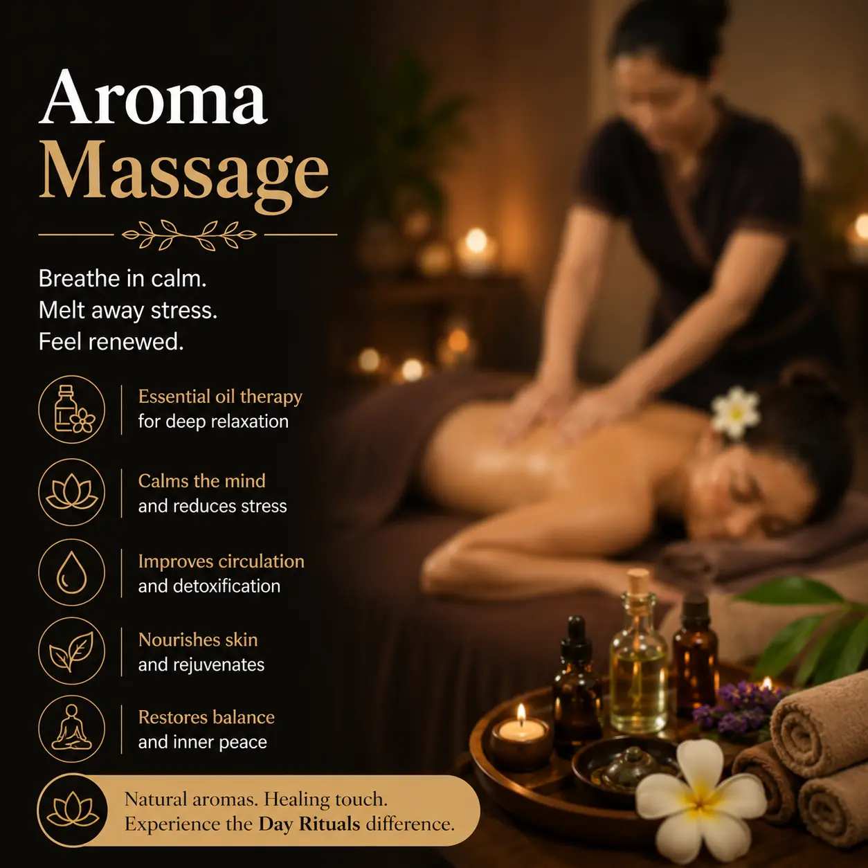 Aroma massage therapy at Day Rituals Spa near Sahakarnagar