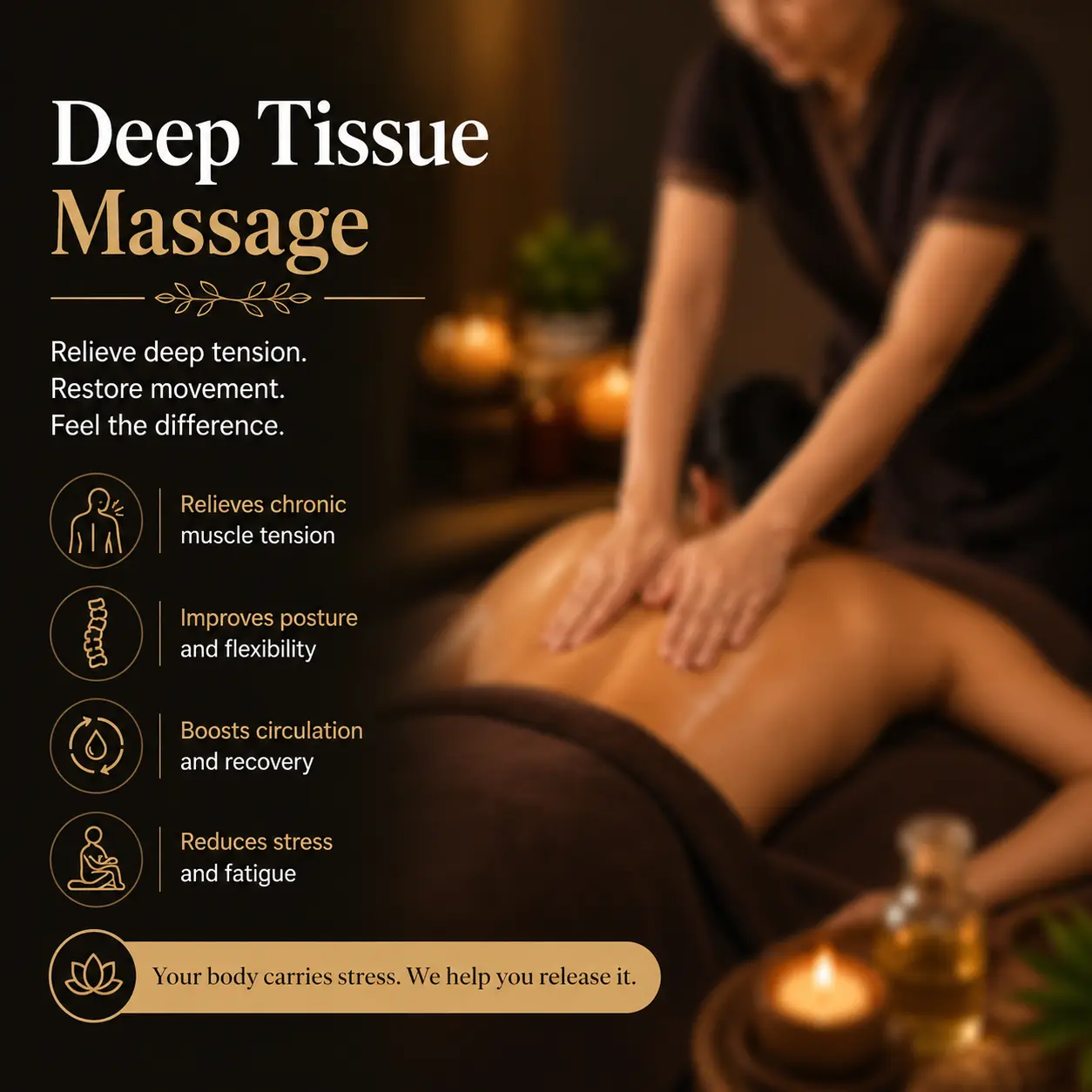 Deep tissue massage therapy at Day Rituals Spa near Sahakarnagar