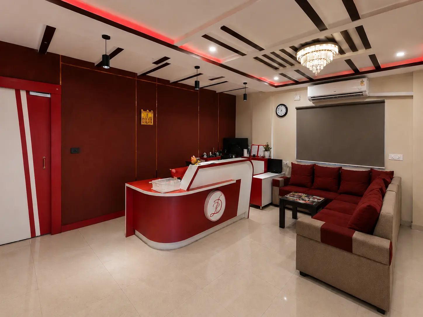Reception area at Day Rituals Spa in Kodigehalli near Sahakarnagar